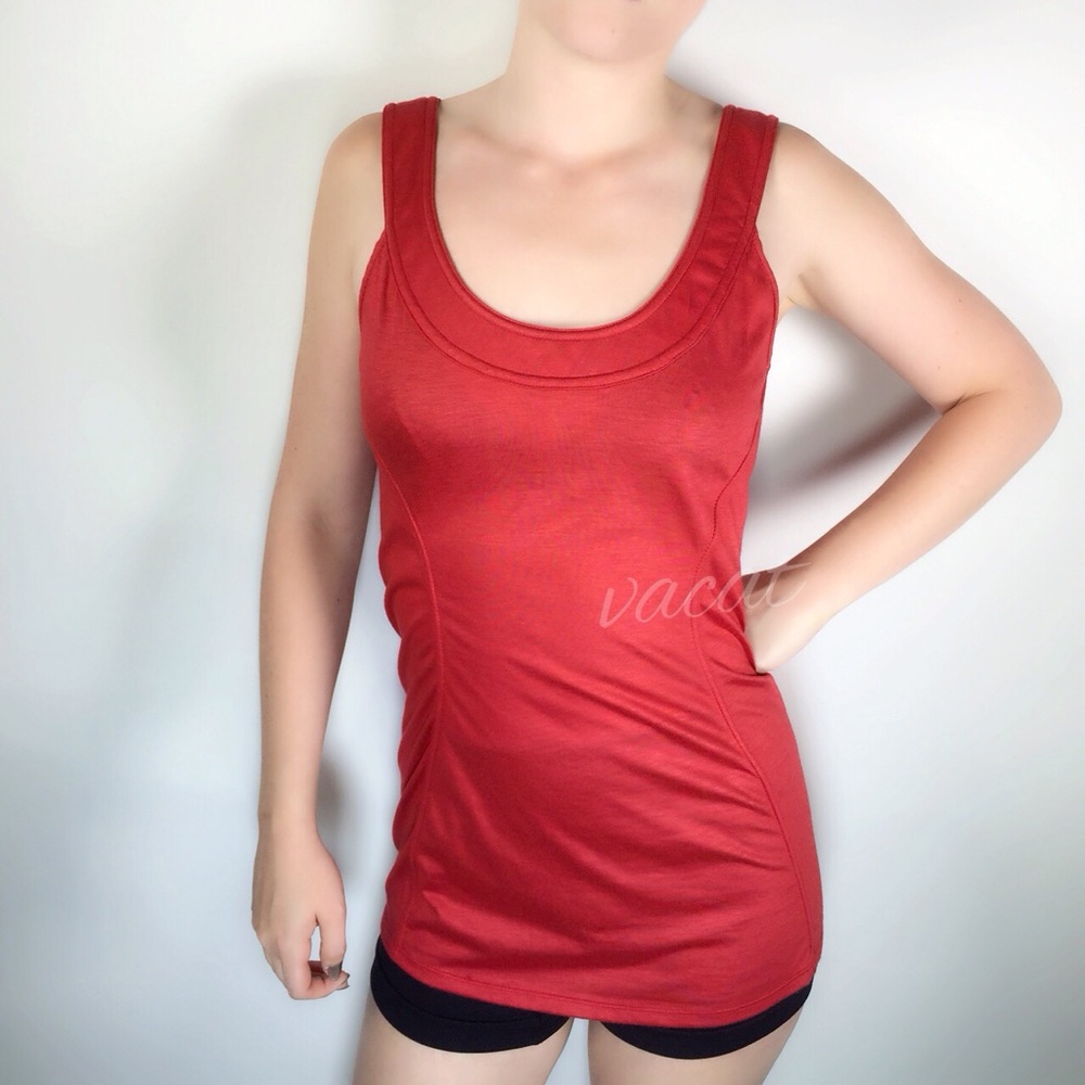 Helmut Lang Red Fitted Paneled Sleeveless Tank Top